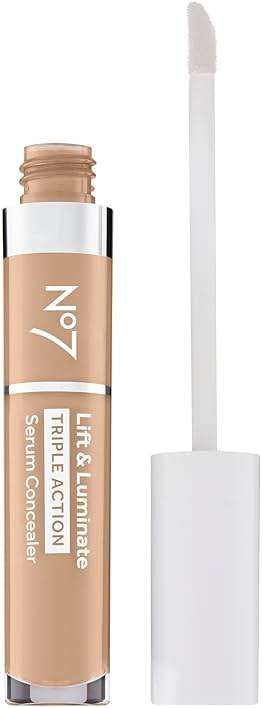 No7 Lift & Luminate Triple Action Serum Concealer - Light - Anti Aging Liquid Concealer Makeup for Blemishes & Dark Circles - Medium to Full Coverage Concealer for Face (8ml) - Image 2