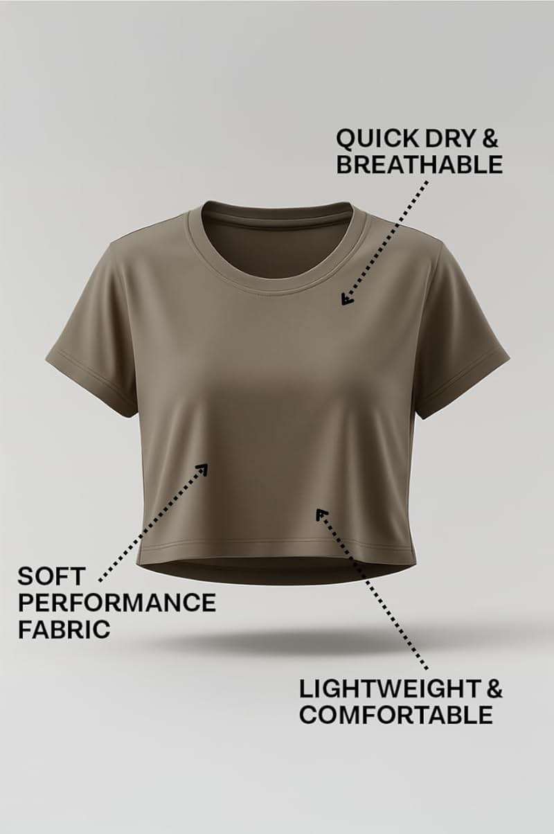 Real Essentials 5 Pack: Women's Dry-Fit Crop Top Short Sleeve Shirts Workout Gym Cropped Athletic Tee (Available in Plus) - Image 5