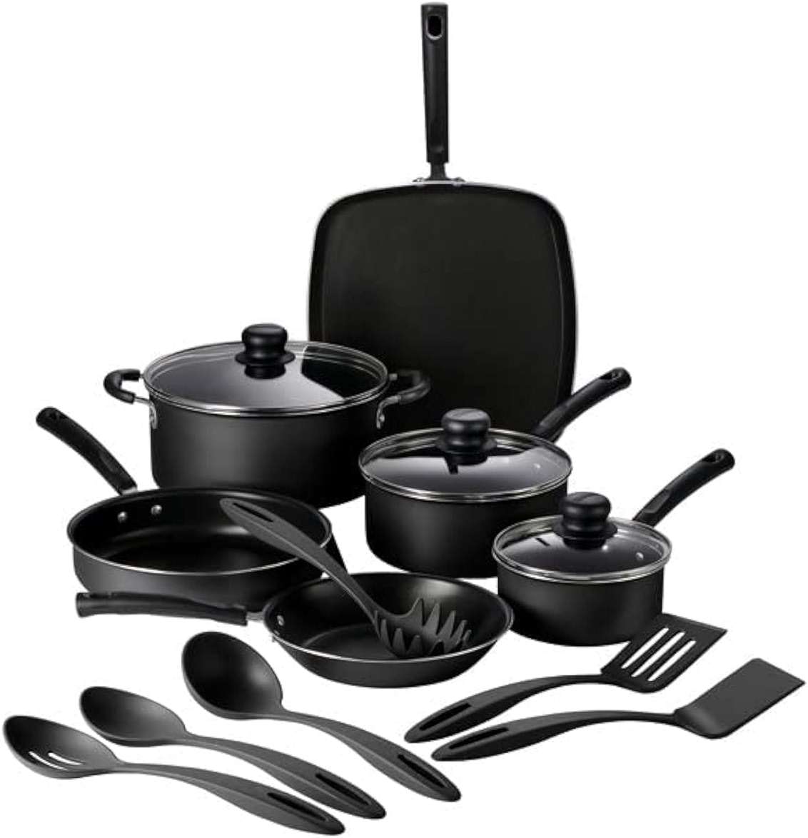 Tramontina Primaware 15-Piece Non Stick Cookware Set with Lids and Utensils, Aluminum Nonstick Pots and Pans Kitchen Set (Storm) - Image 1