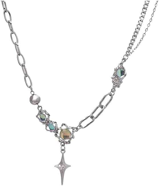 Buyongwant Y2k Irregular Necklace Star Pendant Moonlight Stone Fashion Collar Chain Design Spicy Silver Jewelry for Women - Image 1