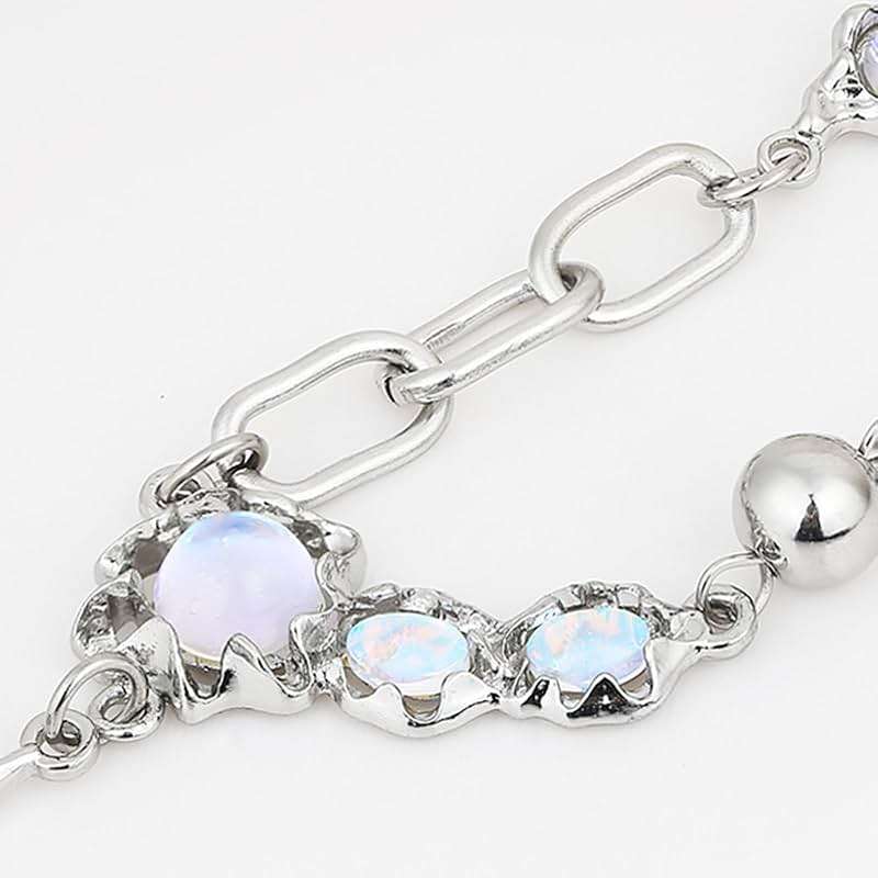 Buyongwant Y2k Irregular Necklace Star Pendant Moonlight Stone Fashion Collar Chain Design Spicy Silver Jewelry for Women - Image 3
