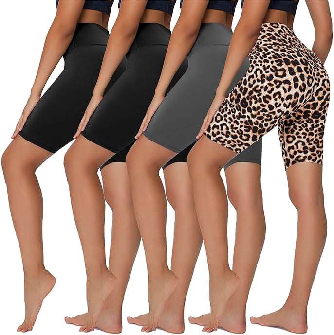 Sundwudu 4 Pack Biker Shorts for Women - 8”/3”/5” High Waist Tummy Control Summer Workout Shorts for Running Yoga Athletic - Image 1