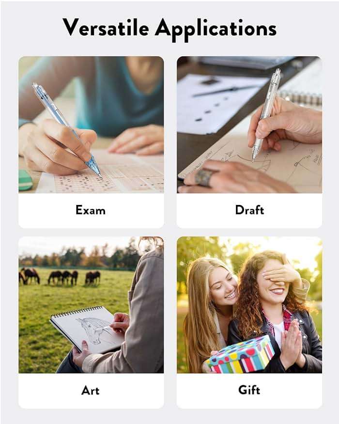 Four Candies Mechanical Pencil Set with Case, 6PCS Aesthetic Mechanical Pencils 0.5 & 0.7mm with 360PCS HB Lead Refills, 12PCS Erasers, Cute Mechanical Pencils for Writing, Drawing and Sketching - Image 7