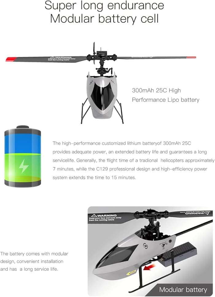 GoolRC C129 V2 RC Helicopter, 4 Channel Remote Control Helicopter with 6-Axis Gyro, 2.4Ghz RC Aircraft with 3D Flips, Altitude Hold, One Key Take Off/Landing for Adults and Beginners - Image 7