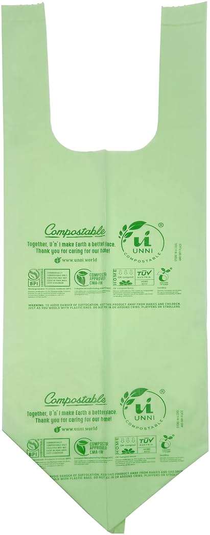 UNNI 8 Gallon Compostable Trash Bags with Tie Handles, 30 Count Small Food Scrap Kitchen Compost Bags for Countertop Bin, Certified by BPI, CMA & OK compost HOME, Meets ASTM D6400 - Image 3