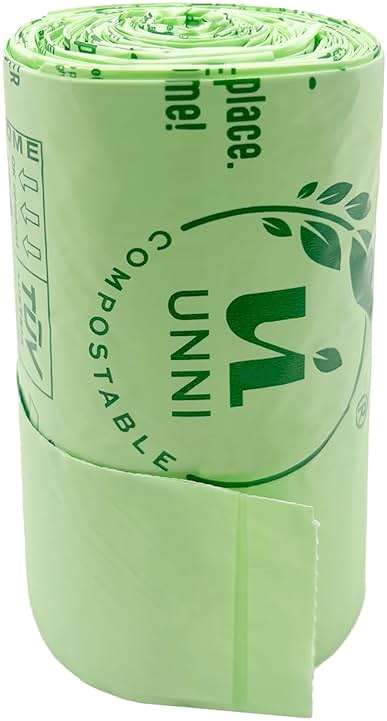 UNNI 8 Gallon Compostable Trash Bags with Tie Handles, 30 Count Small Food Scrap Kitchen Compost Bags for Countertop Bin, Certified by BPI, CMA & OK compost HOME, Meets ASTM D6400 - Image 5