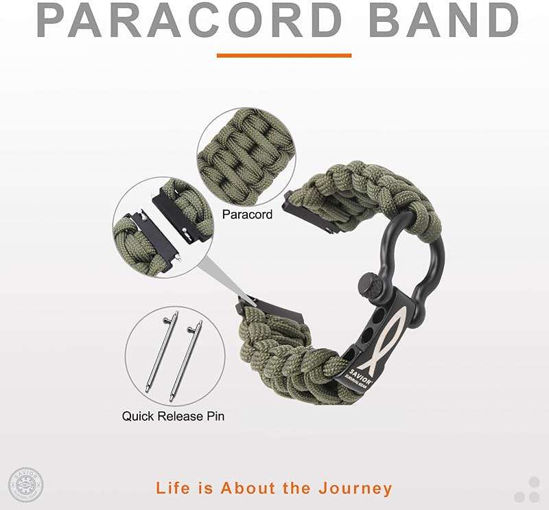 Savior Survival Gear Paracord 20mm/22mm Watch Band with Quick Release - Men & Women - Strap Compatible with Various Smart Watches, including Galaxy (some), S3 Classic, and Fenix 5 - Image 6