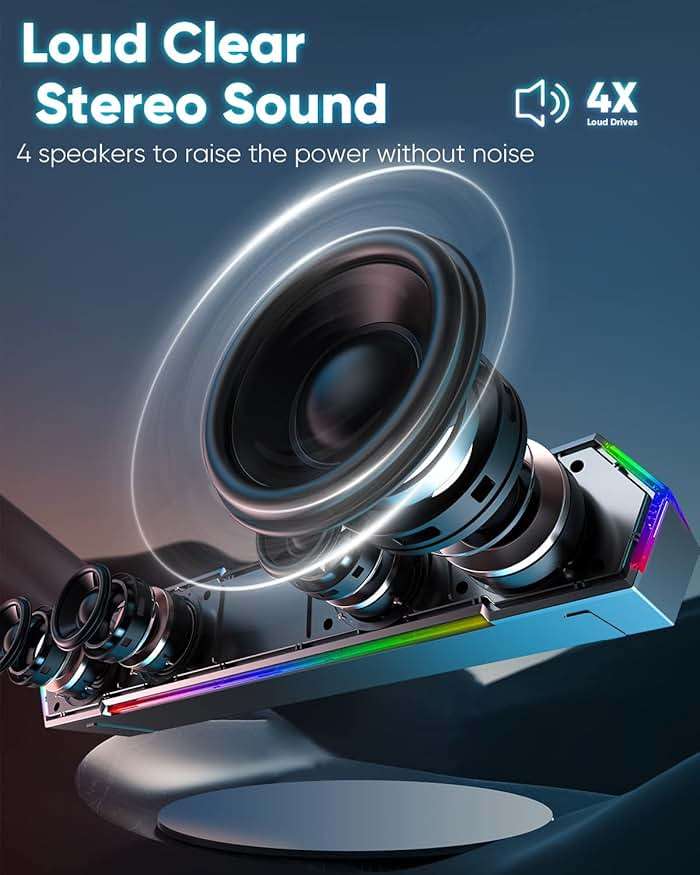 LENRUE G11 Computer Speakers for Desktop, Touch Lights PC Speakers with Surge Clear Sound, USB C/USB Powered, AUX Audio for Computer Desktop PC Laptop Desk - Image 2