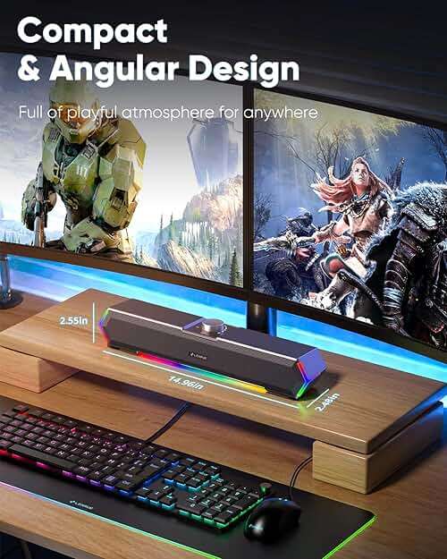 LENRUE G11 Computer Speakers for Desktop, Touch Lights PC Speakers with Surge Clear Sound, USB C/USB Powered, AUX Audio for Computer Desktop PC Laptop Desk - Image 4