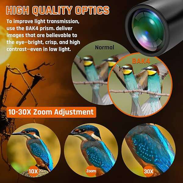 10-30x50 Zoom Binoculars for Adults, High Powered Military Binoculars for Bird Watching Traveling Hunting Concerts with Large View,BAK4,FMC Lens,Clear Low Light Vision at Night - Image 4