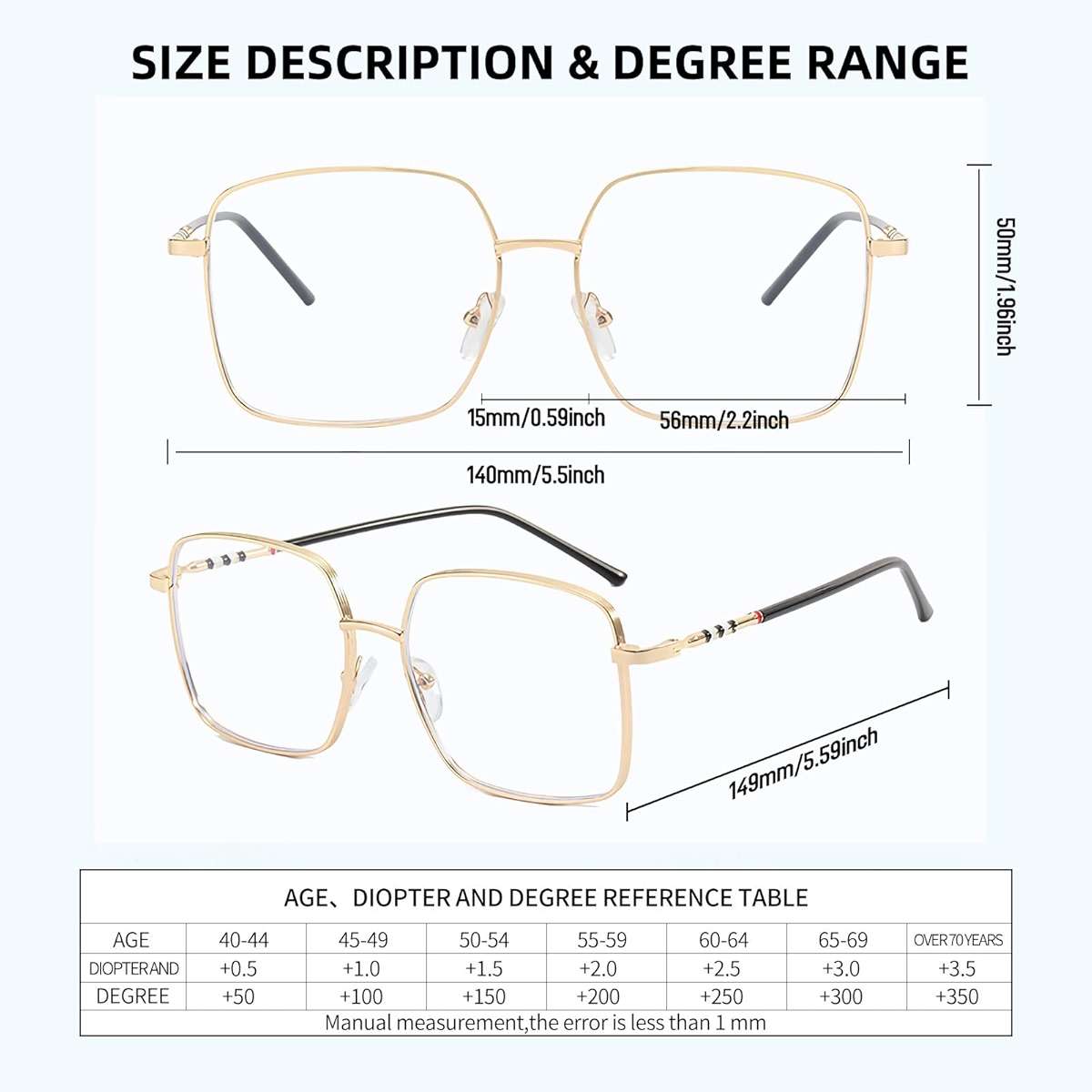 QxAiVMin Oversized Square Metal Reading Glasses Women, Large Anti Blue Light Computer Reader, Anti Eyestrain Eyewear - Image 2