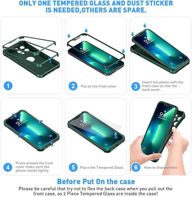 ORETECH for iPhone 13 Pro Max Case, with [2 x Screen Protectors] [15 Ft Military Grade Drop Test] [Camera Protection] 360° Shockproof Slim Thin Phone Case for iPhone 13 Pro Max Cover 6.7" - Green - Image 9