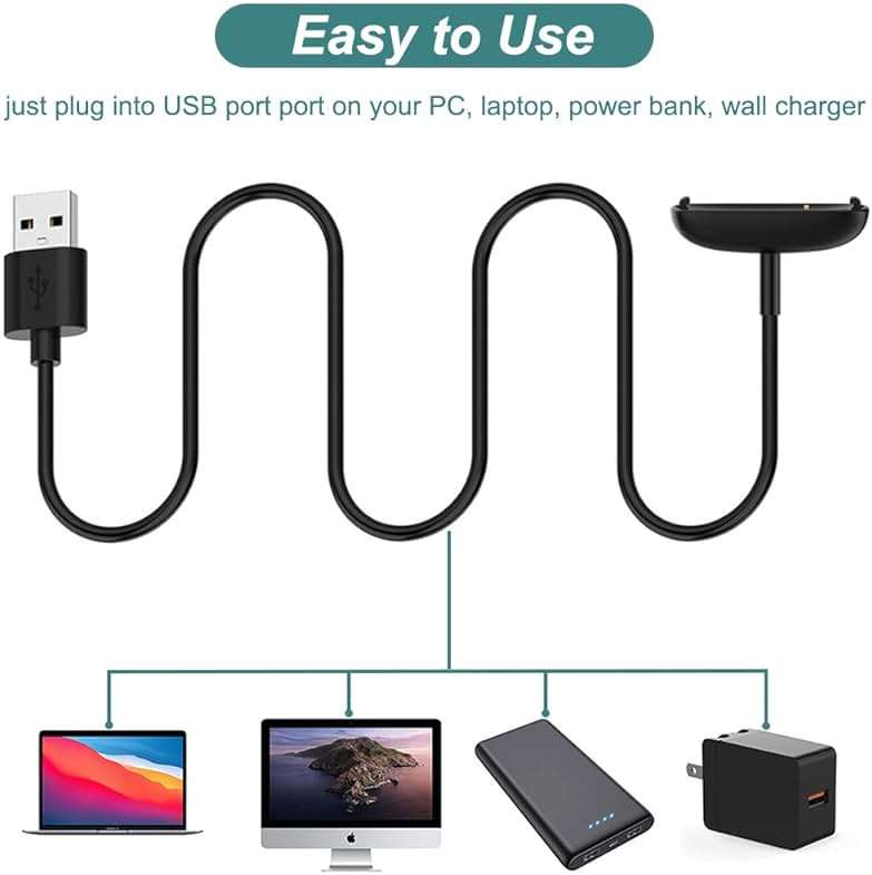 Kissmart Charger for Fitbit Inspire 3, Replacement USB Charging Cable Cord Accessories for Fitbit Inspire 3 Fitness Tracker [2Pack, 3.3ft/1m] - Image 6