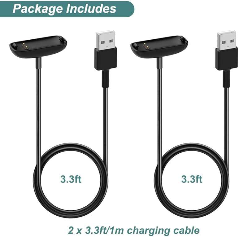 Kissmart Charger for Fitbit Inspire 3, Replacement USB Charging Cable Cord Accessories for Fitbit Inspire 3 Fitness Tracker [2Pack, 3.3ft/1m] - Image 7