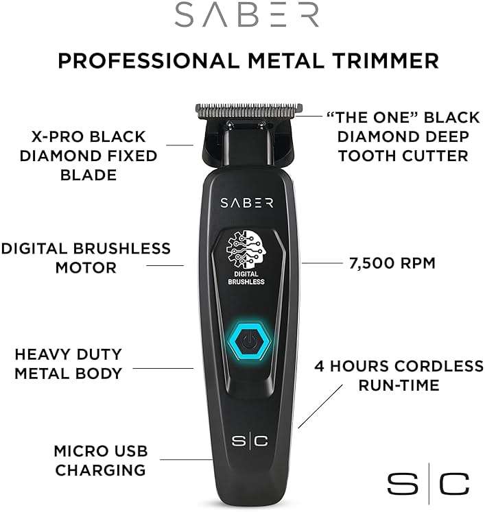 StyleCraft Saber and Precision Saber Professional Full Metal Body Digital Brushless Motor Cordless Hair Trimmers - Image 2