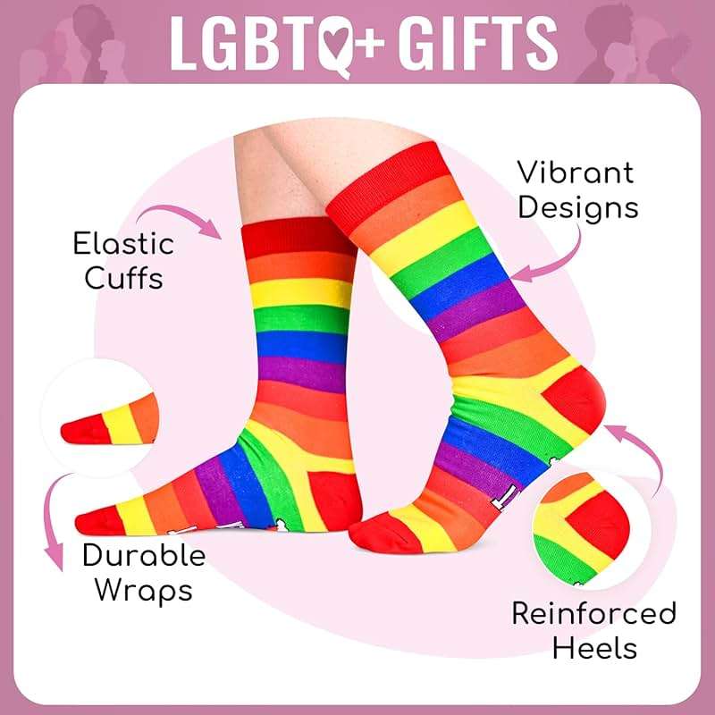 LGBTQ Pride Gifts - Rainbow Socks for Women Men, Lesbian Gay LGBT Pride Gifts Socks - Image 3