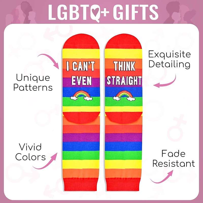 LGBTQ Pride Gifts - Rainbow Socks for Women Men, Lesbian Gay LGBT Pride Gifts Socks - Image 4