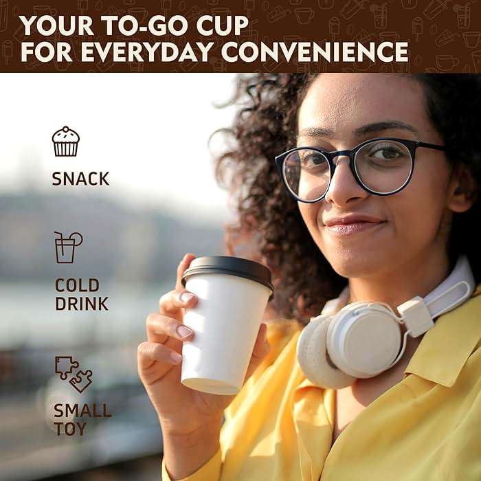 YEEHAW 100 Pack 16 oz Disposable Coffee Cups with Lids, Heat & Leak-proof Paper Cups, to Go Coffee Cups for Hot & Cold Beverage - Image 5