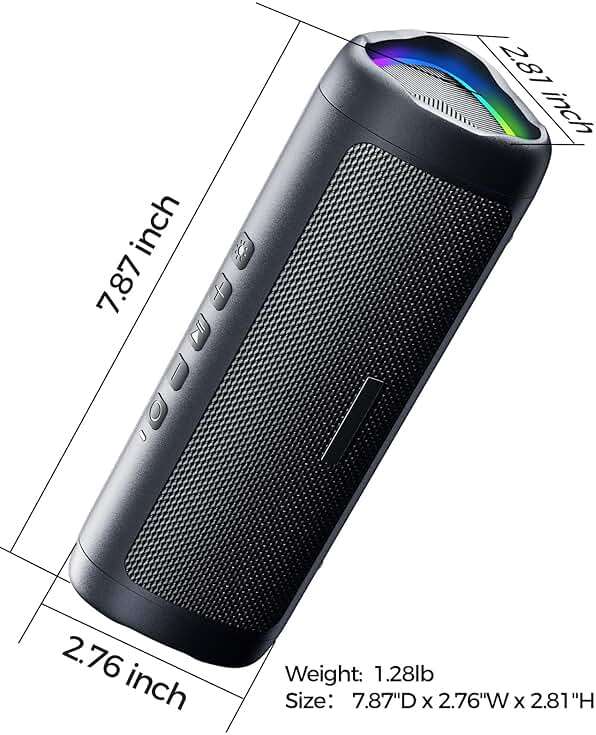 Bluetooth Speaker, 20W HD Sound, Portable Wireless, IPX5 Waterproof, Up to 24H Playtime, TWS, for Home/Party/Outdoor/Camping/Beach Essentials, Birthday Gift for Fathers Day Men Dad Husband (Black) - Image 9