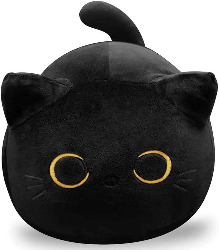 CHNBF Soft Black Cat Plush Toy Pillow - Stuffed Animal for Kids, Boys & Girls Gifts - Image 1