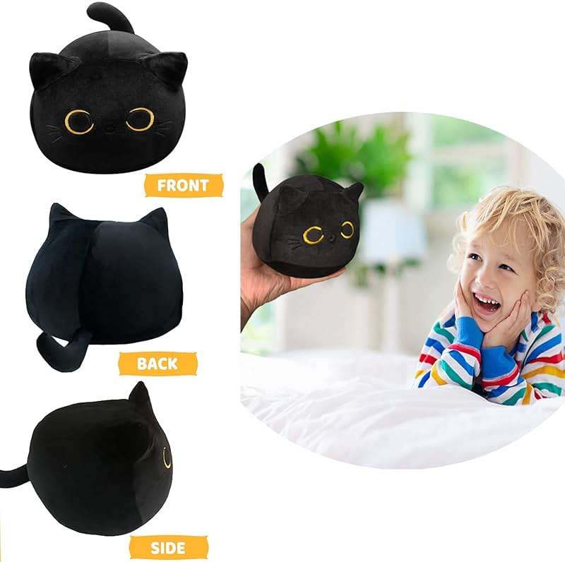 CHNBF Soft Black Cat Plush Toy Pillow - Stuffed Animal for Kids, Boys & Girls Gifts - Image 6