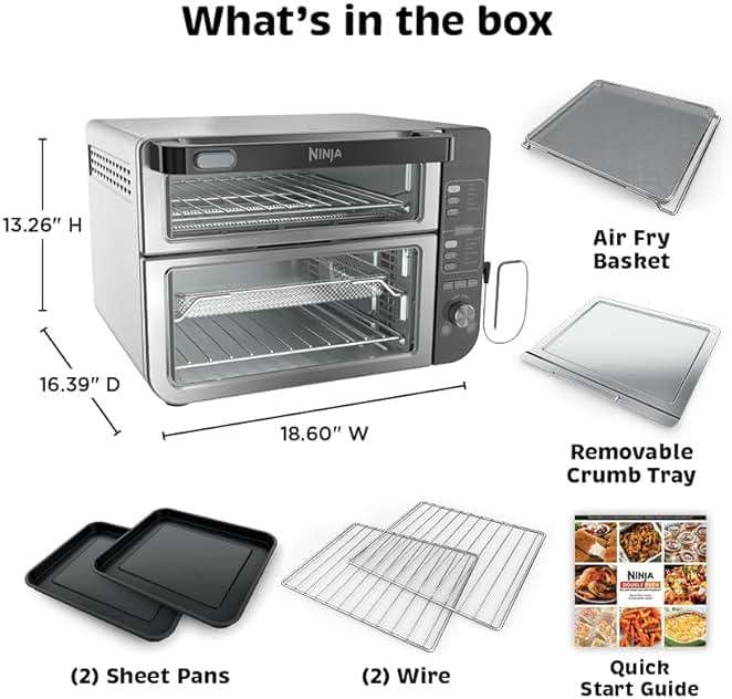 Ninja DCT451 12-in-1 Smart Double Oven with FlexDoor, Thermometer, FlavorSeal, Smart Finish, Rapid Top Convection and Air Fry Bottom , Stainless Steel - Image 3