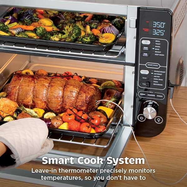 Ninja DCT451 12-in-1 Smart Double Oven with FlexDoor, Thermometer, FlavorSeal, Smart Finish, Rapid Top Convection and Air Fry Bottom , Stainless Steel - Image 5