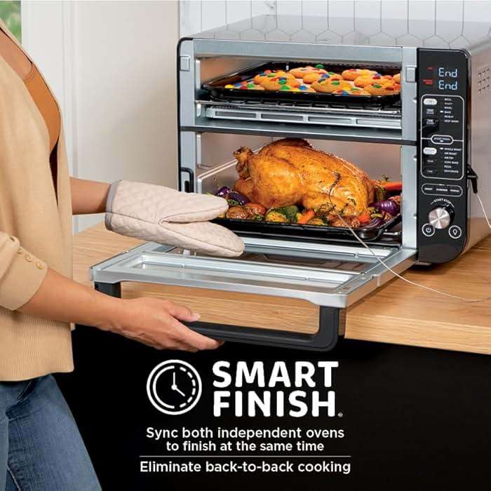 Ninja DCT451 12-in-1 Smart Double Oven with FlexDoor, Thermometer, FlavorSeal, Smart Finish, Rapid Top Convection and Air Fry Bottom , Stainless Steel - Image 6