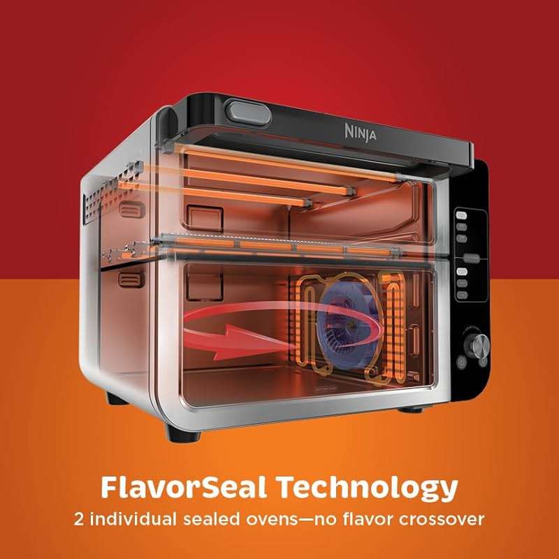 Ninja DCT451 12-in-1 Smart Double Oven with FlexDoor, Thermometer, FlavorSeal, Smart Finish, Rapid Top Convection and Air Fry Bottom , Stainless Steel - Image 9
