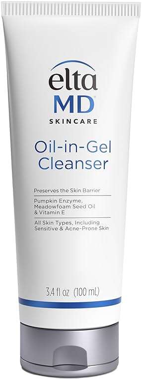 EltaMD Oil-In-Gel Facial Cleanser, Daily Gentle Face Cleanser, Removes Long-Wear Makeup, Sunscreen, and Sweat, Cleansing Oil For Face, 3.4 oz Tube - Image 1