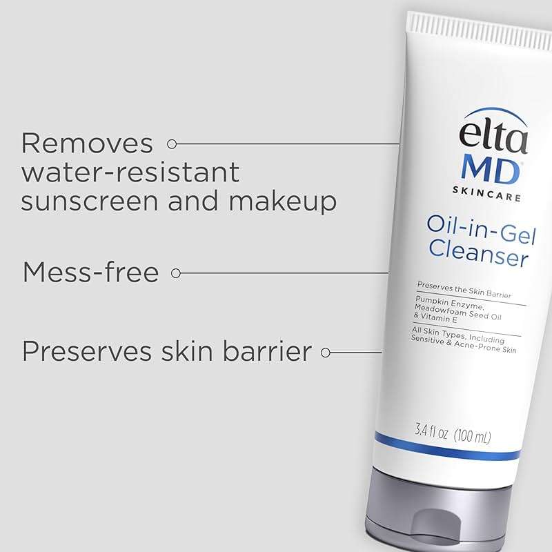 EltaMD Oil-In-Gel Facial Cleanser, Daily Gentle Face Cleanser, Removes Long-Wear Makeup, Sunscreen, and Sweat, Cleansing Oil For Face, 3.4 oz Tube - Image 2
