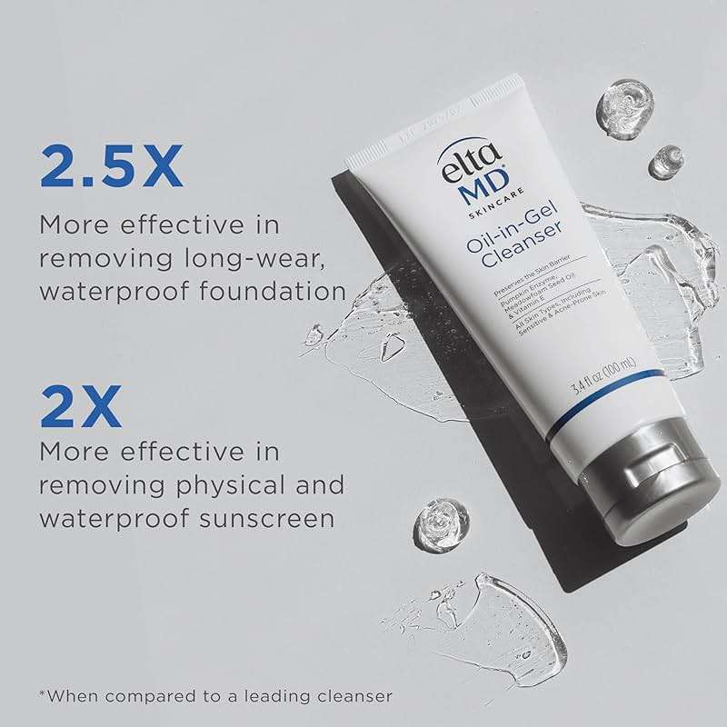 EltaMD Oil-In-Gel Facial Cleanser, Daily Gentle Face Cleanser, Removes Long-Wear Makeup, Sunscreen, and Sweat, Cleansing Oil For Face, 3.4 oz Tube - Image 3