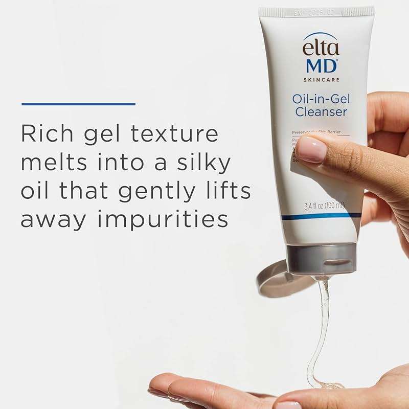 EltaMD Oil-In-Gel Facial Cleanser, Daily Gentle Face Cleanser, Removes Long-Wear Makeup, Sunscreen, and Sweat, Cleansing Oil For Face, 3.4 oz Tube - Image 5