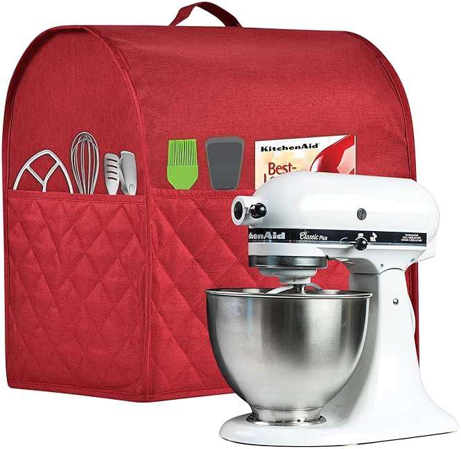 Stand Mixer Dust-proof Cover for KitchenAid Mixer，Multi Pockets for Various Kitchen Appliance Accessories，Water-resistant，Easy Cleaning (Red, Fit for Bowl Lift 5-8 Quart) - Image 1