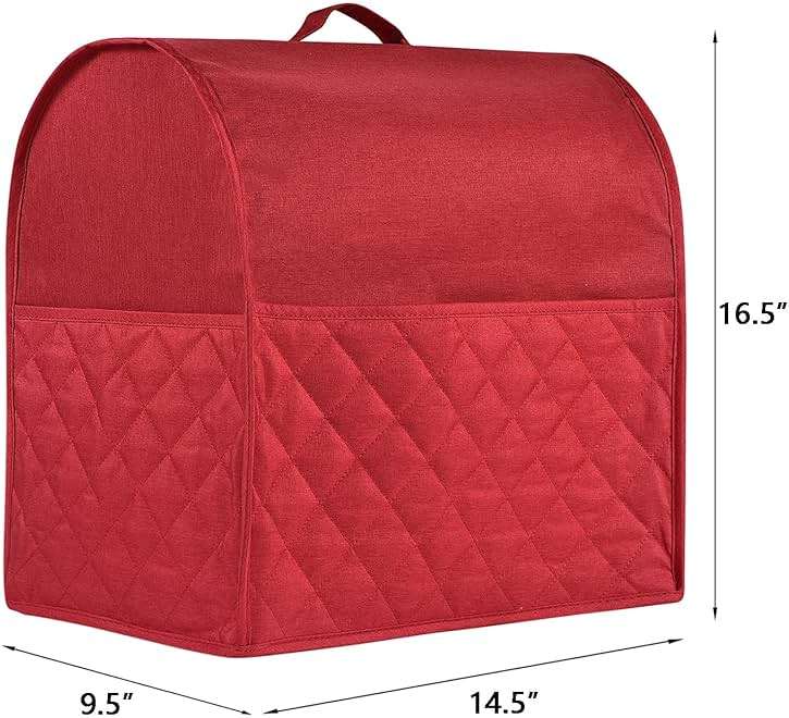 Stand Mixer Dust-proof Cover for KitchenAid Mixer，Multi Pockets for Various Kitchen Appliance Accessories，Water-resistant，Easy Cleaning (Red, Fit for Bowl Lift 5-8 Quart) - Image 3