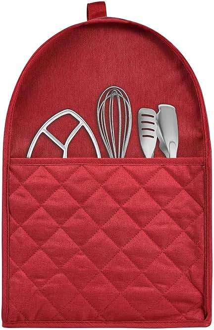 Stand Mixer Dust-proof Cover for KitchenAid Mixer，Multi Pockets for Various Kitchen Appliance Accessories，Water-resistant，Easy Cleaning (Red, Fit for Bowl Lift 5-8 Quart) - Image 5