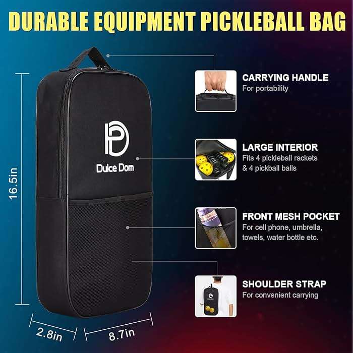 Dulce DOM Pickleball Paddles Set of 2/4 - USAPA Approved, 4 Indoor Outdoor Pickleball Balls, Fiberglass Surface Paddle Racket with Cover Bag, Ideal Training Equipment Gift for Men & Women - Image 5
