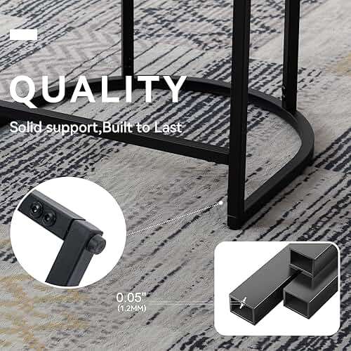 RIVOVA Contemporary Cream Linen Bar Stools Set of 3, 24" Upholstered Fabric Counter Height Barstools Kitchen Counter Island Stools with Screwed Together Black Metal Base - Image 6