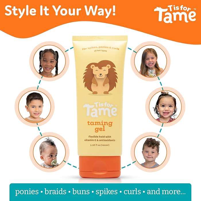 T is for Tame - Hair Taming Gel for Toddlers, Babies, and Kids - Vegan & Natural Hair Gel, Anti-Frizz, Non-Sticky, Styling Gel for Girls & Boys, Vitamin E Infused - 3.38 fl oz - Image 3