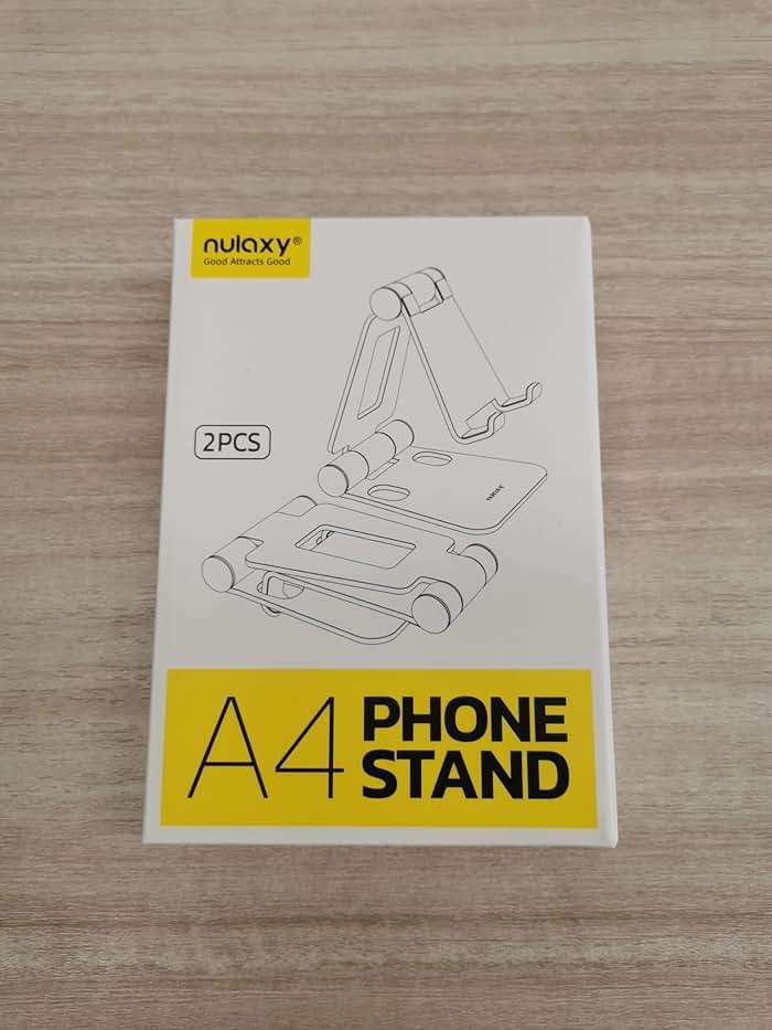 Nulaxy 2 Pack Fully Aluminum Dual Folding Cell Phone Stand, Adjustable Foldable Desktop Phone Holder for Desk Compatible with iPhone 17 16 15 14 13 12 11 Pro Max Xs Xr X 8, All Phones, Black & Silver - Image 7