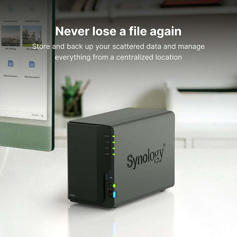 Synology DS223 Home & Office Backup Hub - Centralize Files, Protect Data & Monitor Property (2-Bay Diskless NAS) - Image 2