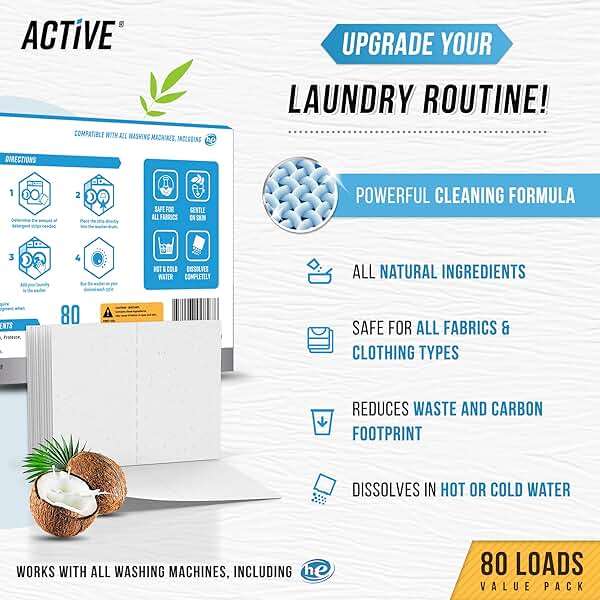 Laundry Detergent Sheets Eco Washing Strips - 80 Loads, Liquidless Fresh Scented Clothes Washer Sheet, Zero Waste Travel Laundry Strip, Dissolvable Space Saving Sheets for HE - Linen Scent - Image 2