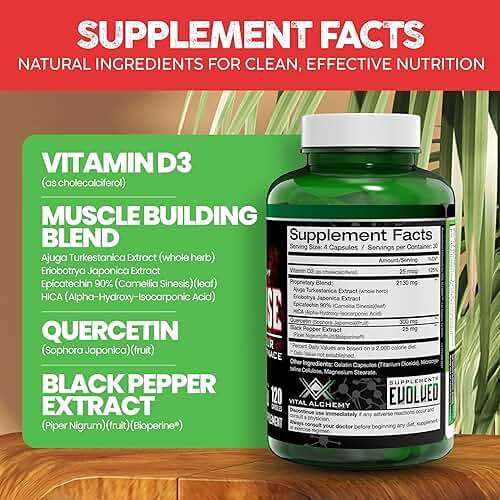 Vital Alchemy Anafuse Turkesterone Supplement for Men, Epicatechin, Quercetin, Black Pepper, and More - Increase Stamina, Lean Muscle Growth & Recovery - USA Made & Non-GMO - 120 Vegan Capsules - Image 6