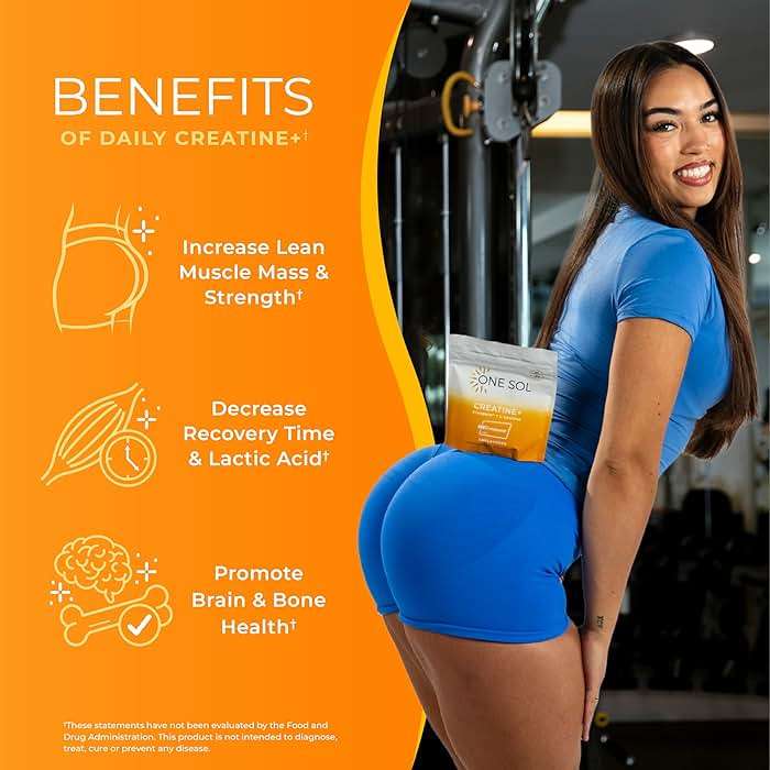 One Sol Creatine for Women, All Natural Women's Creatine Powder w Pure Creatine & Coconut Water, Increase Lean Muscle Mass, Reduce Recovery Time, Promotes Brain & Bone Health (Unflavored, 60 Servings) - Image 6