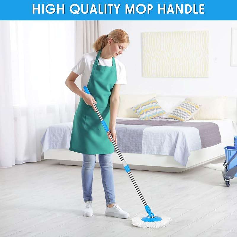 Spin Mop Replacement Handle 360 Degree Spin Mop Pole Handle Replacement Rotating Telescopic Stick for Head Replace Spinning Household Cleaning Accessories for Home(Cute Blue) - Image 7
