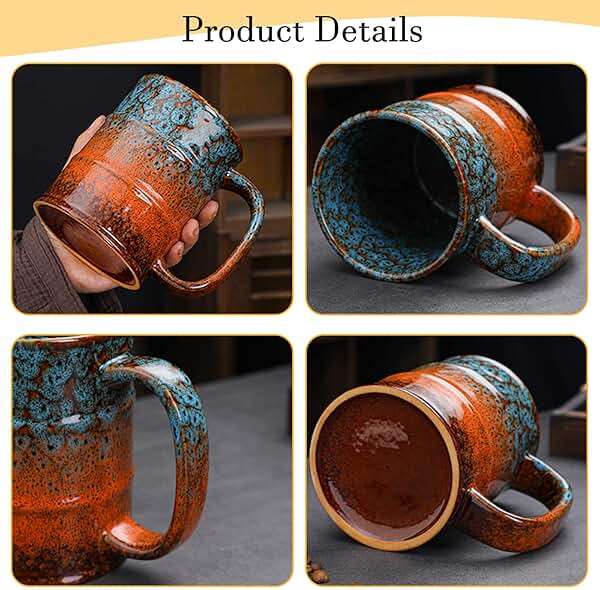 LGQ Coffee Mug,20 Oz Coffee Cups Ceramic Tea Cup Large Coffee Mug for Office and Home - Dishwasher and Microwave Safe Novelty Coffee Mug(1,Green and Blue) - Image 5