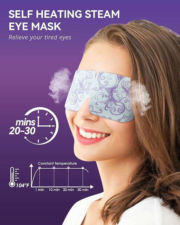30 Packs Lavender Steam Eye Mask - Heated Eye Mask for Dark Circles and Puffiness Warm Eye Mask for Dry Eye Mask Relief Eye Fatigue Headache Hot Sleep Eye Mask for Disposable Moist Heat Eye Compress - Image 2