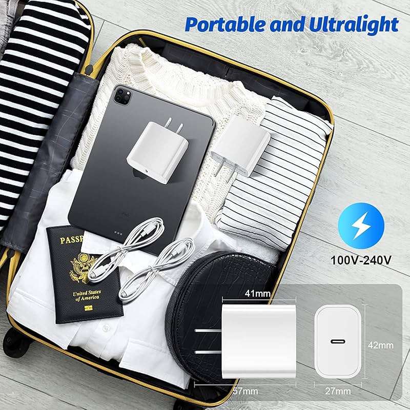 Fast iPad Charger,iPad Charger Fast Charging 2Pack Wall Chargers Plug Adapter Type C USB C to C Cable Cord 6ft for iPad Pro 12.9,iPad Pro 11/13inch(M4),iPad Air 5th/4th,iPad mini 6/7,iPad 10/11th(A16) - Image 6