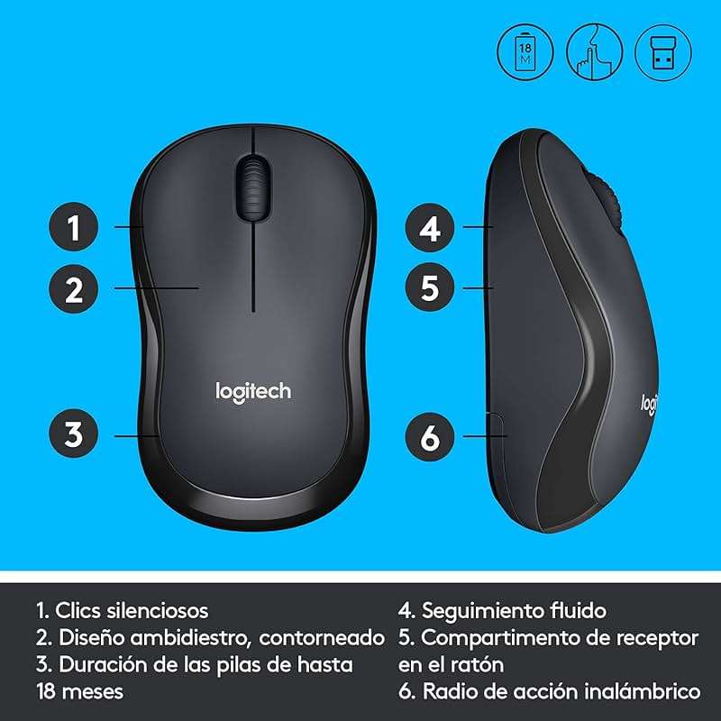 Logitech M220 Silent Wireless Mouse, 2.4 GHz with USB Receiver, 1000 DPI Optical Tracking, 18-Month Battery, Ambidextrous, Compatible with PC, Mac, Laptop (Off-White) (Renewed) - Image 5