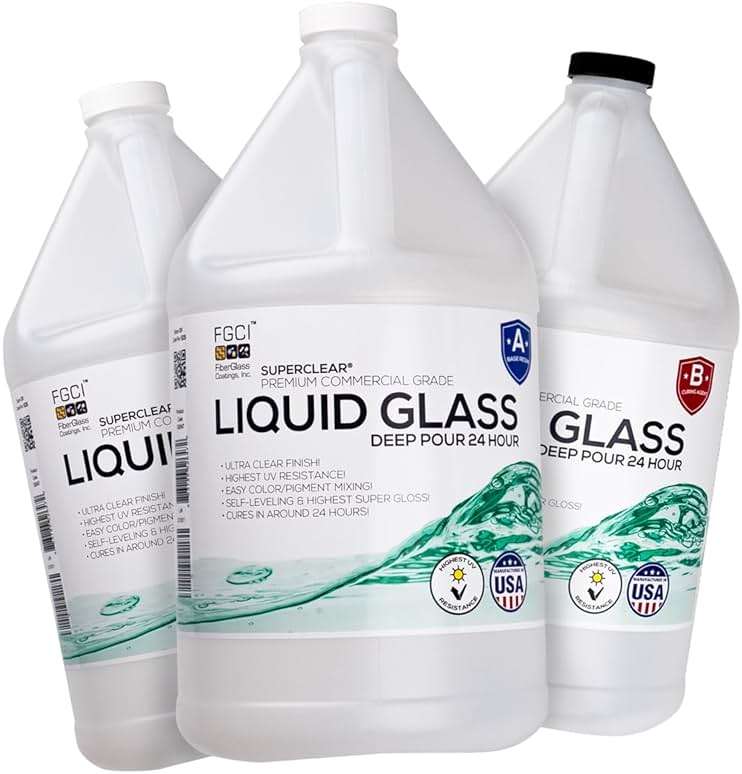 Superclear 24 Hour Fast Cure Deep Pour Epoxy Resin 3 Gallons Kit, 1 Inch Liquid Glass Clear Casting Resin for Small River Pours and Castings, Live Edge Wood, Food Safe, Bubble Free - Image 1